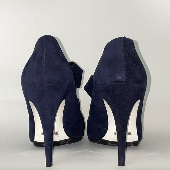 Ron White, Navy Blue suede (39), made in Italy, heels with bow - Picture 4 of 9